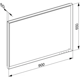 Keuco Royal Lumos 900x650x60mm, 57 W, Licht einst, si-elox