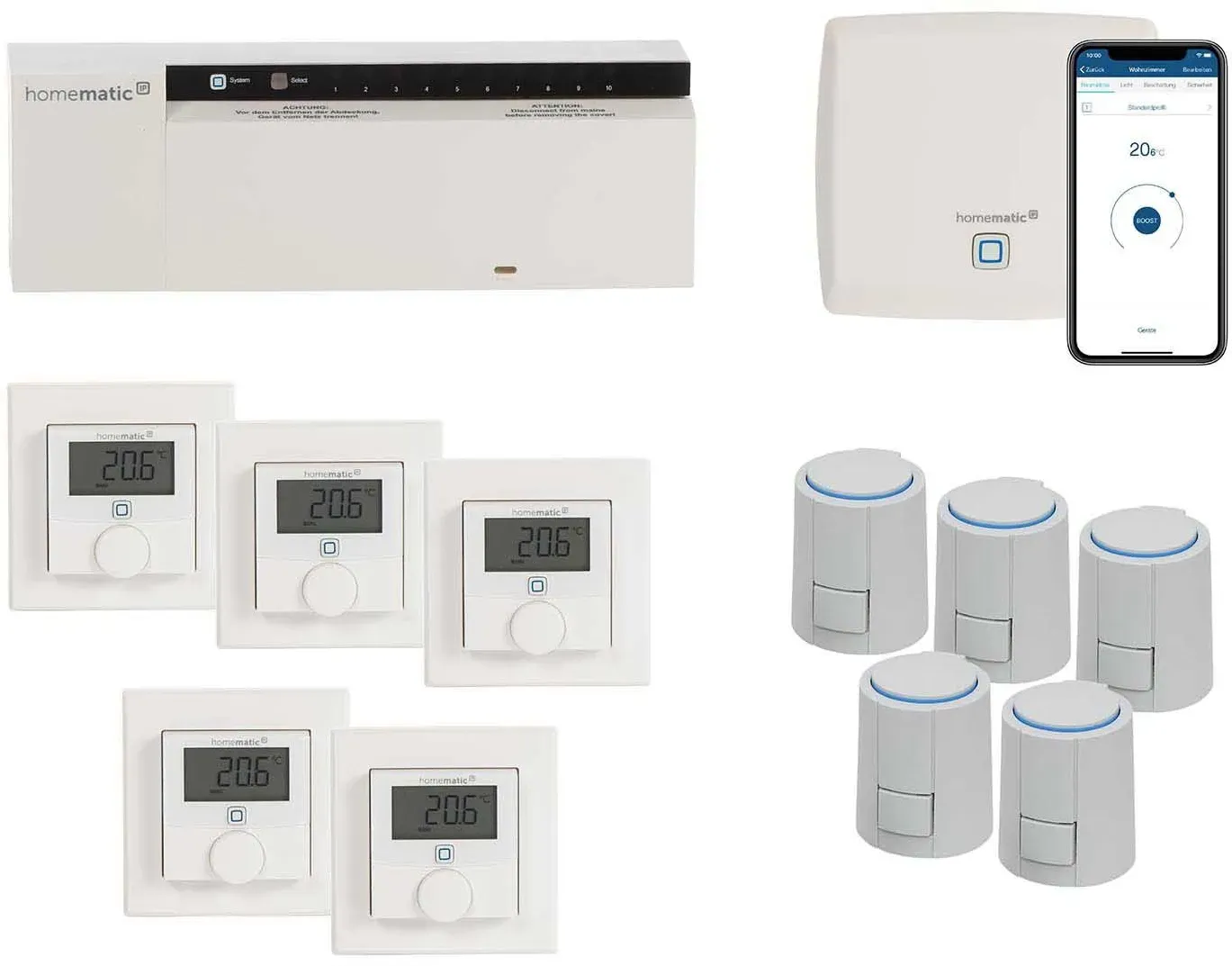 Homematic IP Smart Home Fußbodenheizung Set 3 Zimmer