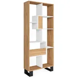 SKRAUT HOME Bücherregal 67 x 31 x 174 cm Eiche/Weiß
