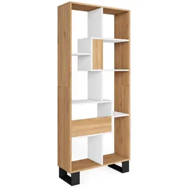 SKRAUT HOME Bücherregal 67 x 31 x 174 cm Eiche/Weiß
