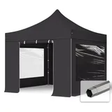TOOLPORT Faltpavillon 3 x 3 m inkl. 4 Seitenteile Schwarz