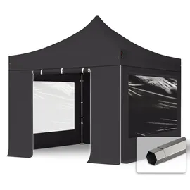 TOOLPORT Faltpavillon 3 x 3 m inkl. 4 Seitenteile Schwarz