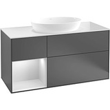 Villeroy & Boch Villeroy und Boch Finion Waschtischunterschrank G942MTPD 120cm, Abdeckplatte black matt, Emotion, Regale White matt lacquer, Black matt lacquer