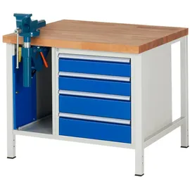 Rau Werkbank höhenverstellbar 8185A2, B1000xT900xH840-1040mm, 4x Schublade-TA, SSKL