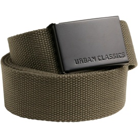URBAN CLASSICS Unisex Gürtel Canvas Belt, One Size verstellbare Unisex Canvasgürtel, Metallschließe mit Logo-Prägung, olive/black, one size