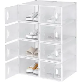 Woltu Schuhregal 25 x 19 x 35 cm transparent, stapelbar / weiß