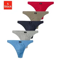 H.I.S. H.I.S String »Herren Unterhose«, (Packung, 5 St.), in Baumwollstretch-Qualität, Gr. 5, rot, blau, marine, khaki, grau-meliert, , 307730-5