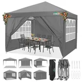COBIZI Pavillon 3x3 m, Faltpavillon 3x3 wasserdicht stabil Faltzelt Anti-UV Faltbarer Pavillons Outdoor Faltpavillon 3x3m mit 4 Seitenwänden für Garten, Party, Hochzeit, Picknick, Markt, Schwarz