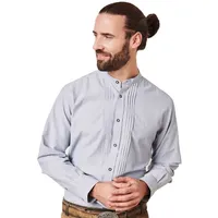 KRÜGER BUAM Trachtenhemd Herrenhemd 'Erwin' mit Stehkragen 911365, Blau blau XXL