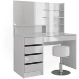 Vicco Schminktisch Sherry Weiß Hochglanz 120 x 75 cm mit Hocker