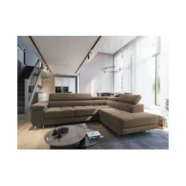 masseno Eckcouch Velours 2-Sitzer Beige