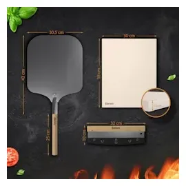 CLP Pizzastein-Set 38 x 30 cm Cordierit grau