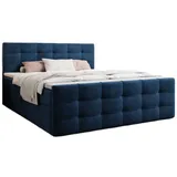 Luxusbetten24 Boxspringbett Luxor Samt mit Stauraum - Blau