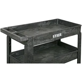 Stier Kunststoff-Vielzweckwagen, 3 Etagen, 250kg Tragkraft, 87x43x85cm, 2 Feststeller, Montagewagen, Werkzeugwagen, Rollwagen robust, Tool cart, Mehrzweckwagen