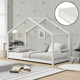 [en.casa] Hausbett Vardø 90 x 200 cm Kiefer lackiert weiß