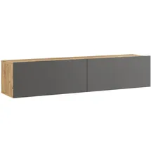 [en.casa] Lapinlahti TV-Lowboard 140 x 29,5 x 31,5 cm Eiche rustikal/Anthrazit Holz/Spanplatte