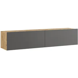 [en.casa] Lapinlahti TV-Lowboard 140 x 29,5 x 31,5 cm Eiche rustikal/Anthrazit Holz/Spanplatte