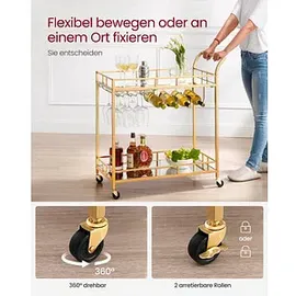VASAGLE Servierwagen gold 86,0 x 38,0 x 90,0 cm