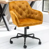 Riess-Ambiente Höhenverstellbarer Bürostuhl Dutch Comfort senfgelb Samt mit Steppung Bürosessel - Gelb