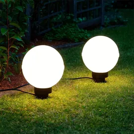 just light. LED Kugelleuchte Erdspieß Gartendeko, weiß, Kabel 5m, E27 Fassung, DxH 20x51 cm, 2er Set