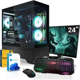 SYSTEMTREFF Gaming Komplett PC - Ryzen 5 7600X - Nvidia GeForce RTX 4070 Super 12GB - 32GB DDR5 - M.2 SSD 1TB (NVMe) Kingston + - 24 Zoll TFT