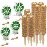 Royal Gardineer 8er-Set Rankhilfen aus Kokosfaser & Holz, 2x40 cm, 2x30 cm, Juteschnur