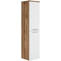Badplaats Badezimmerschrank, Eiche Weiß - Badezimmer Badschrank Saturnus 130cm - Regal Schrank