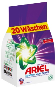 Ariel Color+ Pulver Colorwaschmittel, Pulverwaschmittel für frischen Duft und strahlende Reinheit, 1,2 kg - 20 Waschladungen