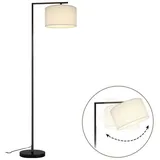 Nettlife Stehlampe Wohnzimmer Weiß Stehleuchte Modern Stoff E27 mit Fußschalter, LED wechselbar, Wohnzimmer Schlafzimmer Büro weiß