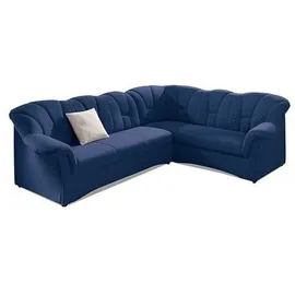 DOMO collection Ecksofa »Papenburg B/T/H: 242/190/84 cm L-Form«, wahlweise mit Bettfunktion, Langer Schenkel links oder rechts blau
