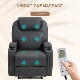 Homcom Relaxsessel Kunstleder 0 x 0 x 0 cm Dunkelgrau elektrisch mit Massagefunktion