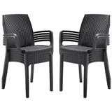 BICA Verona Gastro Stuhl 10er Set mit Armlehnen | Graphit | Gartenstuhl | Wetterfest