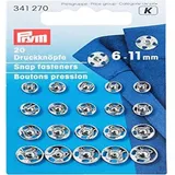 Prym 341270 Annäh-Druckknöpfe MS 6-11 mm silberfarbig, silber