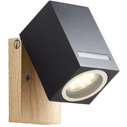 BRILLIANT Galeni Außenwandstrahler schwarz/natur   1x PAR51, GU10, 20W, geeignet für Reflektorlampen (nicht enthalten)