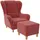 Supellex Ohrensessel Sofia Samt 92 x 68 x 95 cm Altrosa mit Hocker