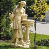 Casa Padrino Jugendstil Wasserspeier Skulptur Frau mit Krügen und Brunnen Sandfarben H. 140 cm