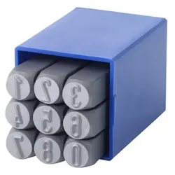 Handschlagstempelsatz rund, 9-teilig, Zahlen 0-9, Schrifthöhe 5 mm