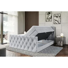 altdecor Boxspringbett AMAY-Z KING - 160x200 - H3/H4 - Hellgrau