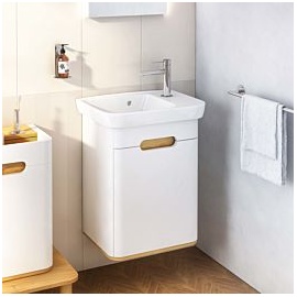 Vitra Sento Waschtisch-Unterschrank 60779 50 x 37 x 66,5 cm, Weiß Matt, Dekor, mit Handwaschbecken, Türanschlag links