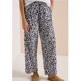 CECIL Wide Leg Hose im Loose Fit mit Leo-Print - Blau