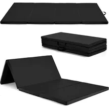 Costway 240 x 120 x 5 cm Weichbodenmatte, Gymnastikmatte Yogamatte mit 2 Tragegriffe, Turnmatte, Klappmatte, Fitnessm... - Schwarz