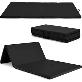 Costway 240 x 120 x 5 cm Weichbodenmatte, Gymnastikmatte Yogamatte mit 2 Tragegriffe, Turnmatte, Klappmatte, Fitnessm... - Schwarz