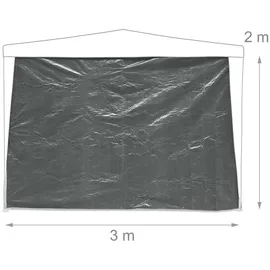 Relaxdays Pavillon, 3er Set, Seitenwand 3x3m Pavillon, mit Fenster, Klettverschluss, Pavillonwand, grau