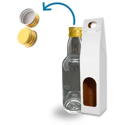 Espírito rebelde 20 Mini Glasflaschen 40 ml mit Weißen Boxen, Ideal für Hochzeit, Whisky, Rum, Soßen, Stilvolle Gastgeschenke