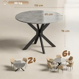Homcom Esszimmertisch 110 x 76 cm grau