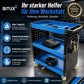 BITUXX Werkstattwagen 3 Ebenen Metall blau