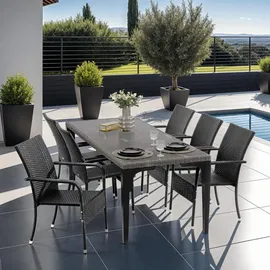 Tectake Rattanstuhl Girona 58 x 67 x 90 cm schwarz 6 St.