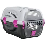 beeztees Rhino Haustiertransportbox - Grey / Pink - 51x34.5x33 cm
