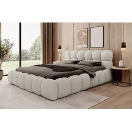 FEDVE Polsterbett Isny aus Bouclé-Stoff 140x200 cm, Beige - Beige