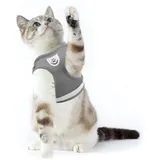 Supet katzengeschirr mit Leine ausbruchsicher,katzenleine mit Geschirr für Katzen,Verstellbar cat Harness Weich Katzen Weste für kleine Kitten Hunde (Grau,S (Brustumfang: 26-32 cm))